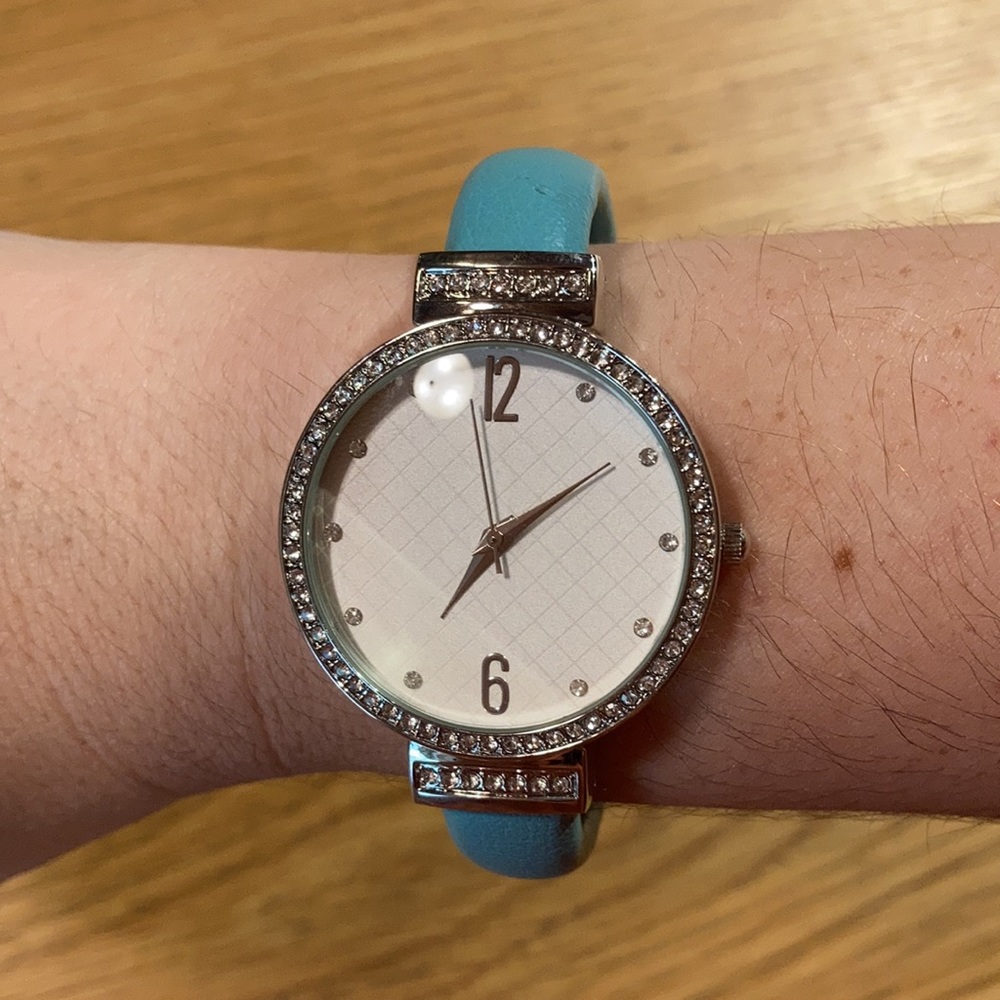 Bright Blue & Stainless Steel Watch w/ Silver Details